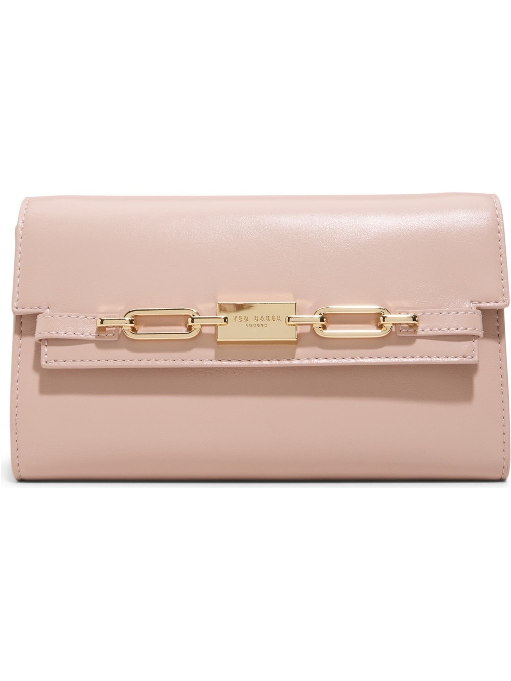 Ted Baker  Pink Leather Clutch with Gold Chain Detail